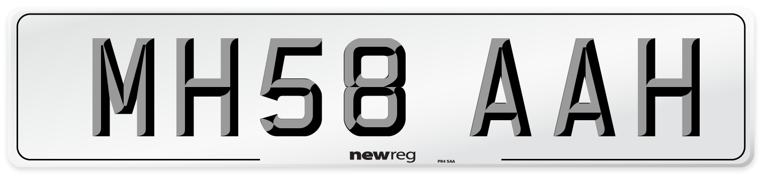 MH58 AAH Number Plate from New Reg